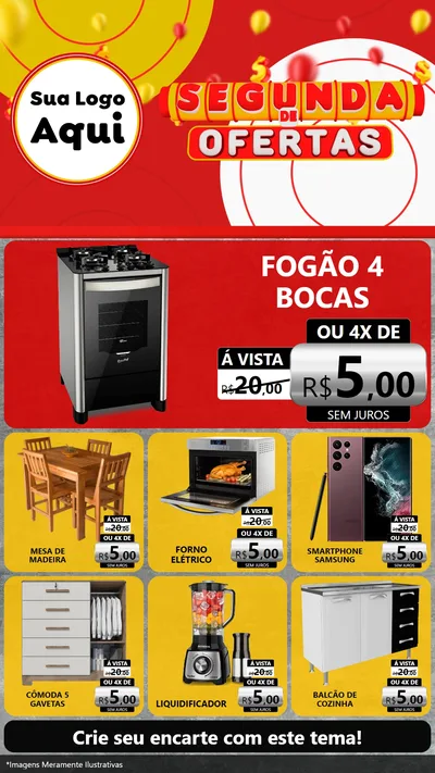 Modelo de Rede Social para Stories com o tema Segunda de Ofertas para Móveis e Eletro