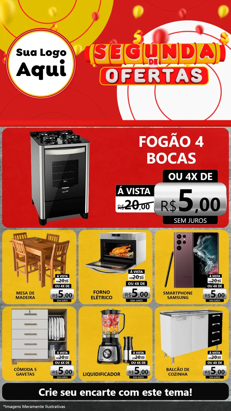 Modelo de Rede Social para Stories com o tema Segunda de Ofertas para Móveis e Eletro