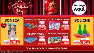 Modelo de TV para TV Horizontal com o tema Valentine's Day para Brinquedos