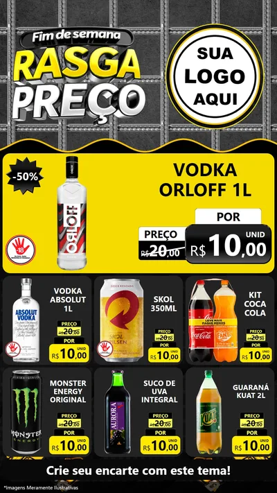 Modelo de Rede Social para Stories com o tema Fim de Semana Rasga Preço para Distribuidora de bebidas