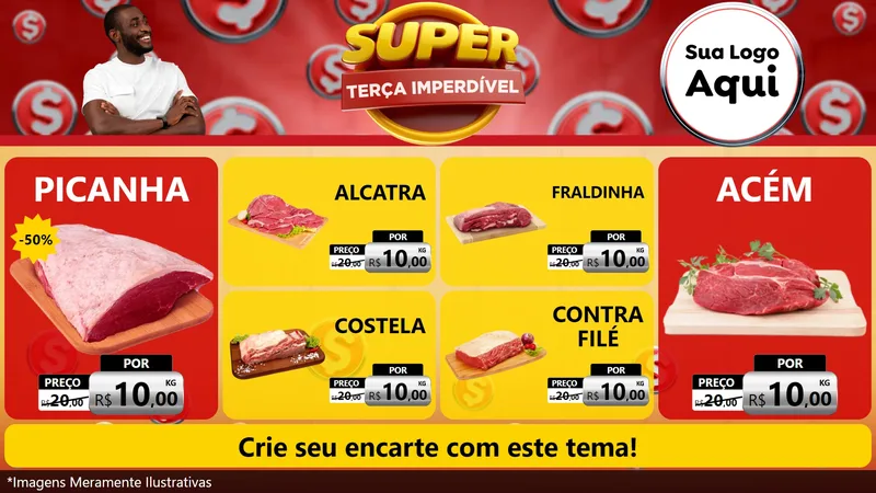 Modelo de TV para TV Horizontal com o tema Super Terça Imperdível para Açougue