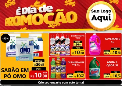 Modelo de Encarte para Encarte A4 Horizontal com o tema É Dia De Promoção para Produtos de Limpeza