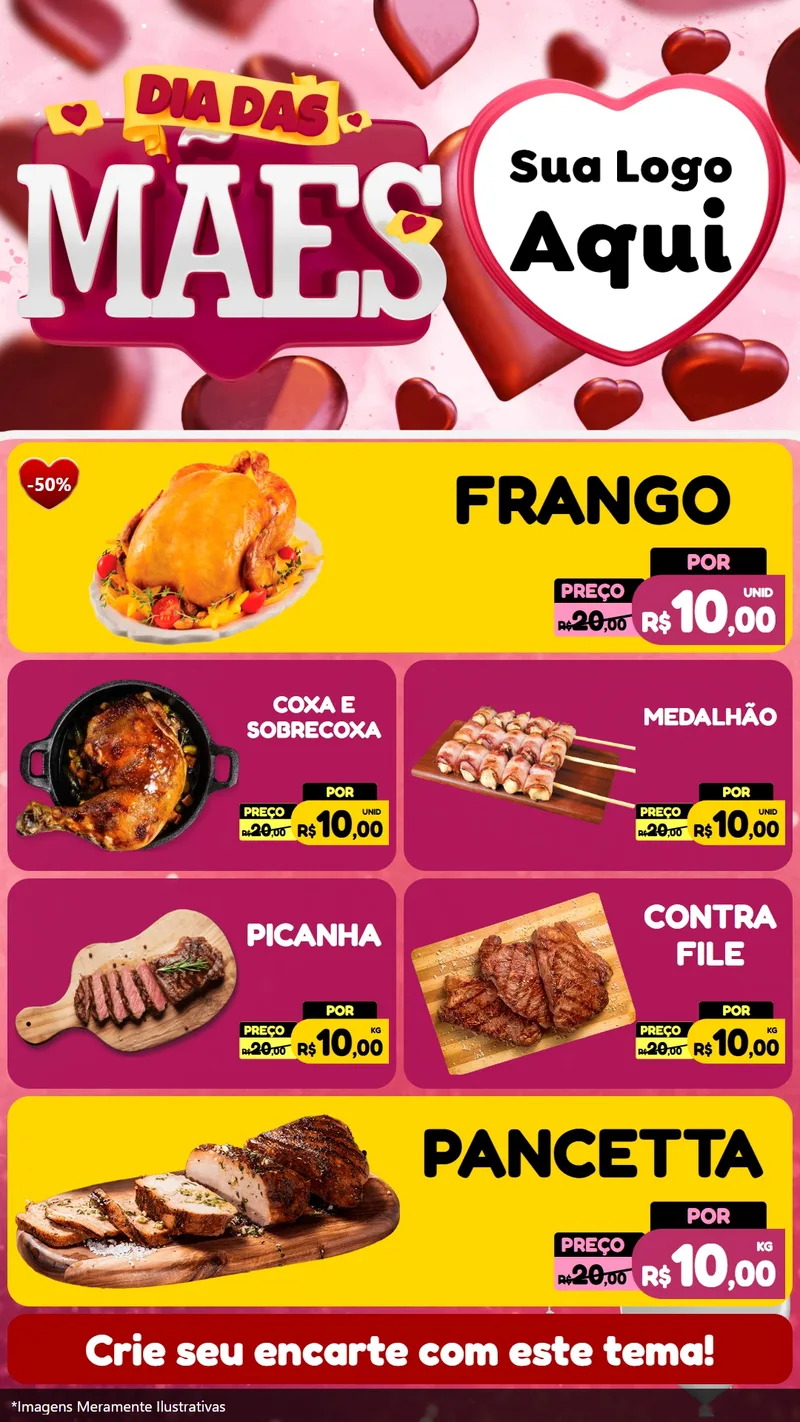 Modelo de TV para TV Vertical com o tema Dia Das Mães para Assados
