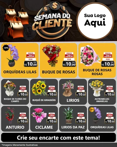 Modelo de Rede Social para Feed Instagram com o tema Semana do Cliente para Floricultura e jardim