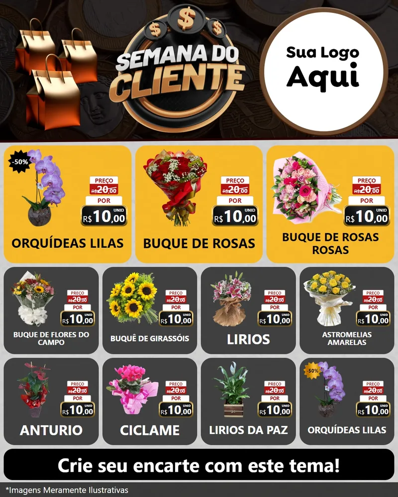 Modelo de Rede Social para Feed Instagram com o tema Semana do Cliente para Floricultura e jardim