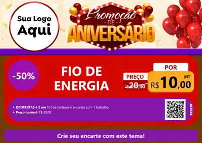 Modelo de Cartaz para Cartaz A4 Horizontal com o tema Promoção de Aniversário para Materiais Elétricos