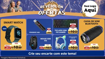 Modelo de TV para TV Horizontal com o tema Réveillon de Ofertas para Informática