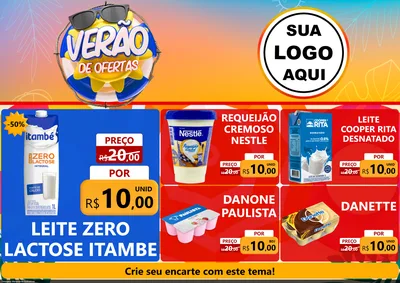 Modelo de Encarte para Encarte A4 Horizontal com o tema Verão de Ofertas para Frios e Laticínios