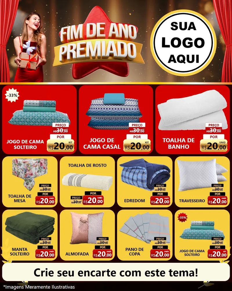 Modelo de Rede Social para Feed Instagram com o tema Fim de Ano Premiado para Cama, Mesa e Banho