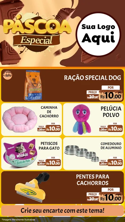 Modelo de TV para TV Vertical com o tema Páscoa Especial para Pet Shop