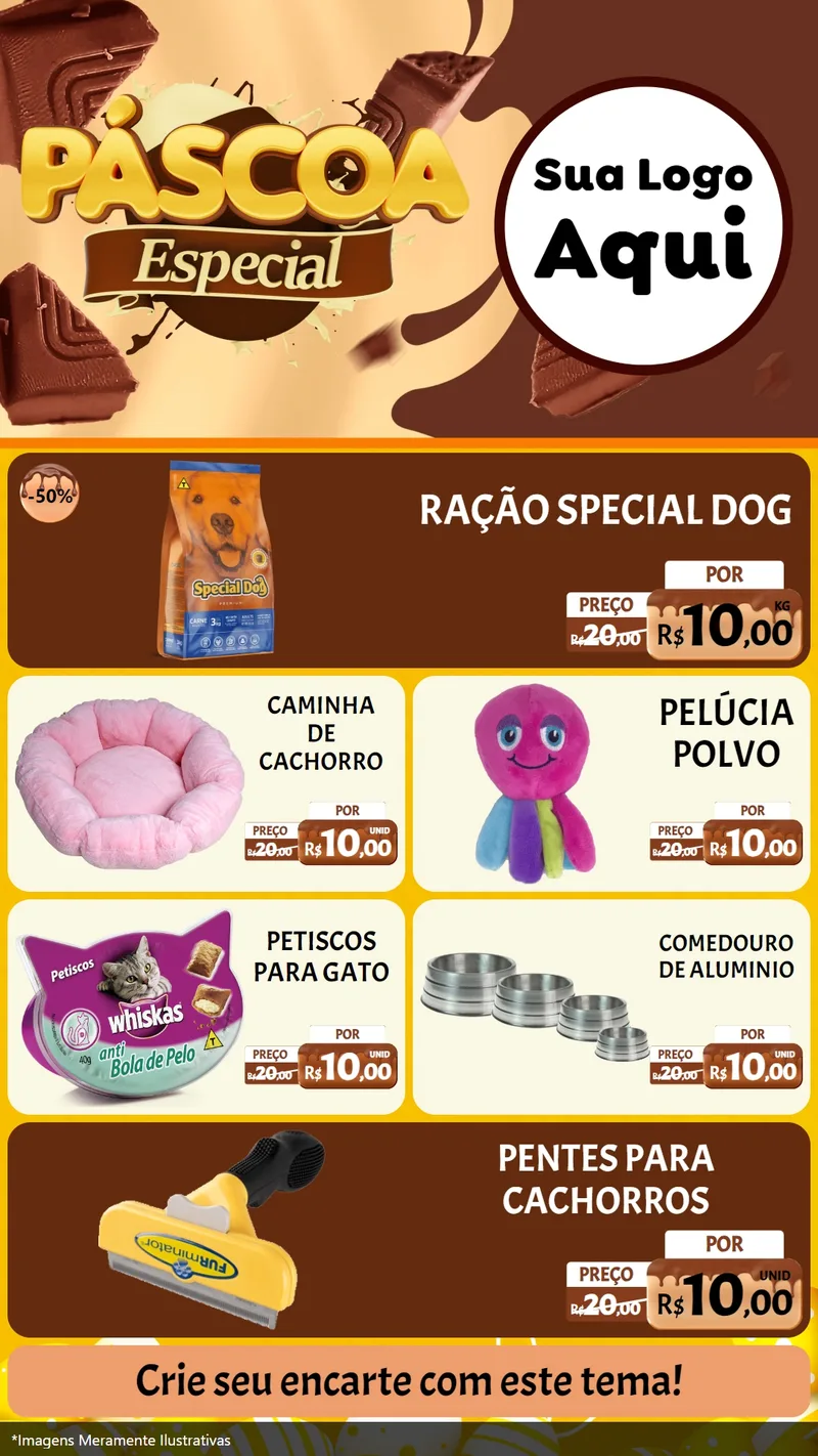 Modelo de TV para TV Vertical com o tema Páscoa Especial para Pet Shop