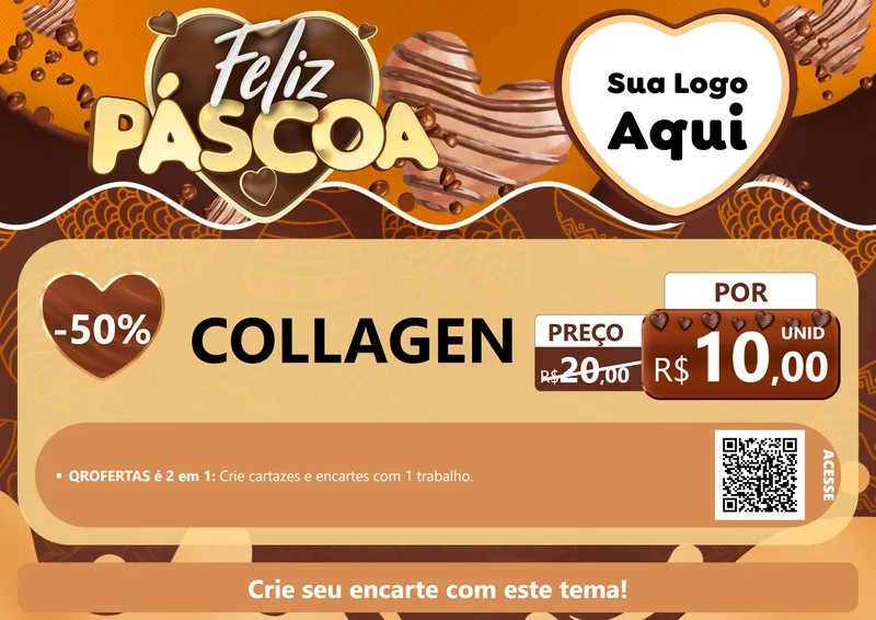 Modelo de Cartaz para Cartaz A4 Horizontal com o tema Feliz Páscoa para Suplementos alimentares