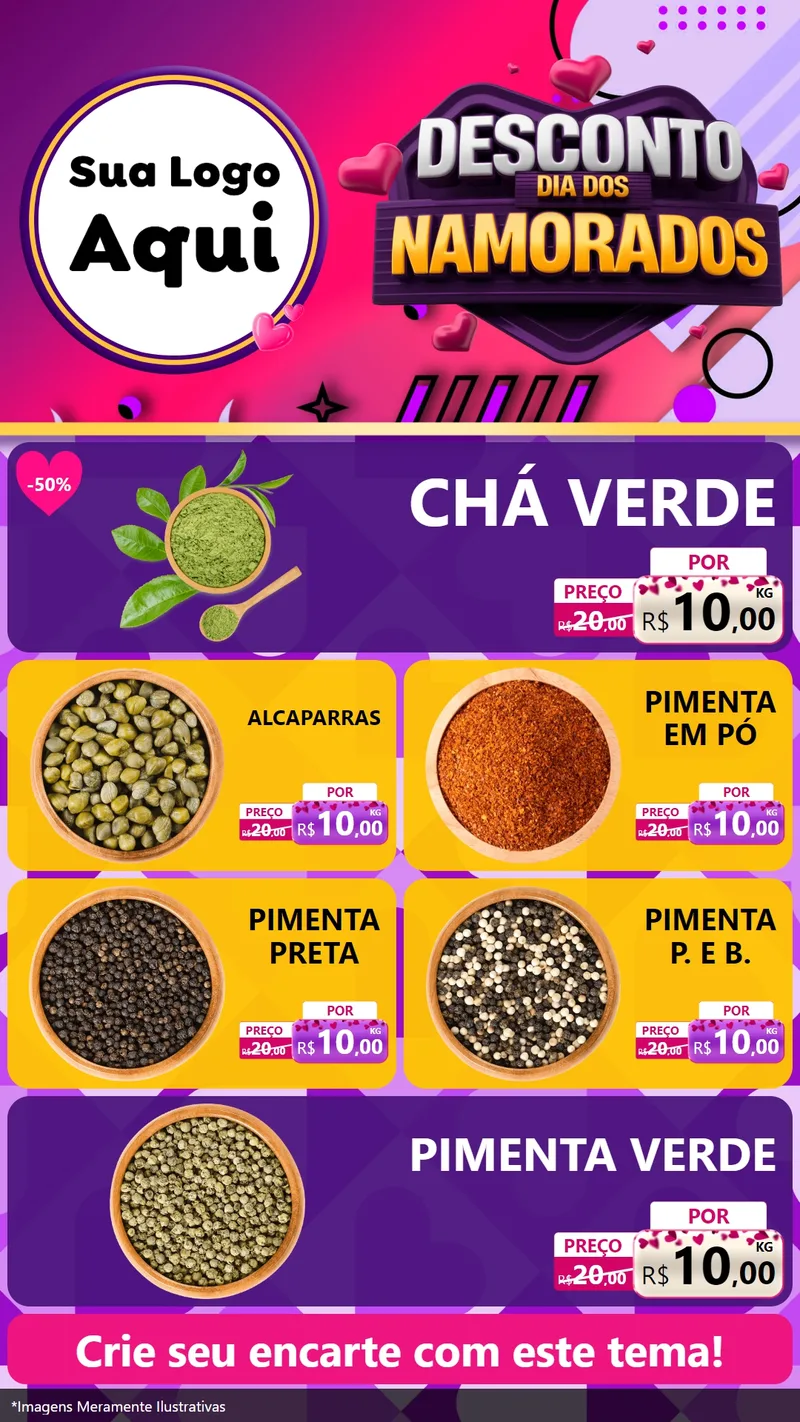 Modelo de TV para TV Vertical com o tema Desconto Dia dos Namorados para Produtos Naturais
