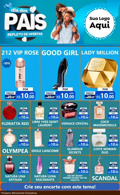 Modelo de Encarte para Encarte Grande com o tema Dia Dos Pais Repleto de Ofertas para Perfumes