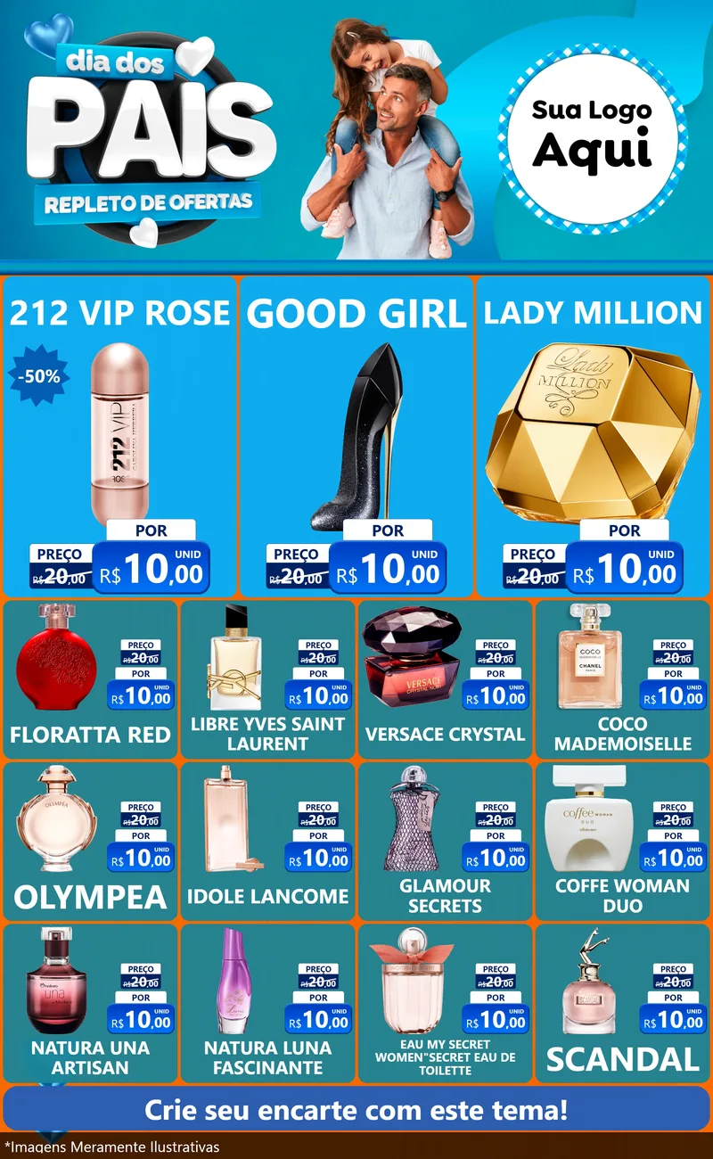 Modelo de Encarte para Encarte Grande com o tema Dia Dos Pais Repleto de Ofertas para Perfumes