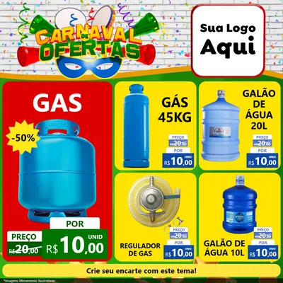 Modelo de Rede Social para Feed Facebook com o tema Carnaval de Ofertas para Água e gás