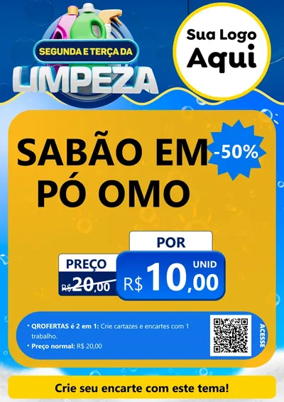 Modelo de Cartaz para Cartaz A4 Vertical com o tema Segunda e Terça da Limpeza para Produtos de Limpeza