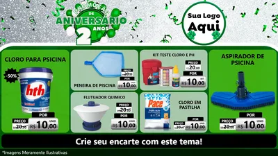 Modelo de TV para TV Horizontal com o tema Promoção de Aniversário - 2 Anos para Produtos para Piscina