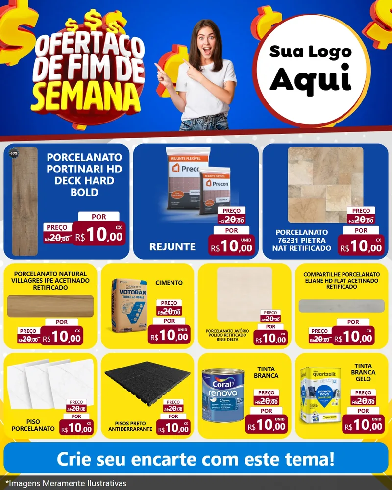 Modelo de Rede Social para Feed Instagram com o tema Ofertaço de Fim de Semana para Pisos e revestimentos