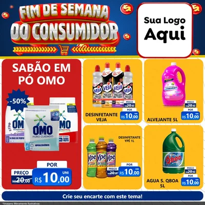 Modelo de Rede Social para Feed Facebook com o tema Fim de Semana do Consumidor para Produtos de Limpeza