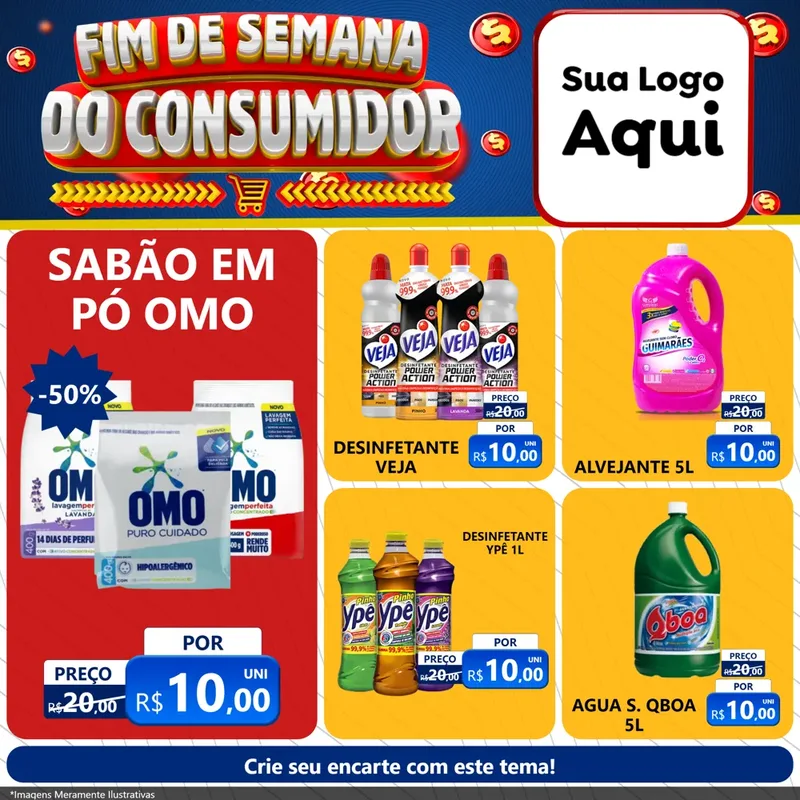 Modelo de Rede Social para Feed Facebook com o tema Fim de Semana do Consumidor para Produtos de Limpeza