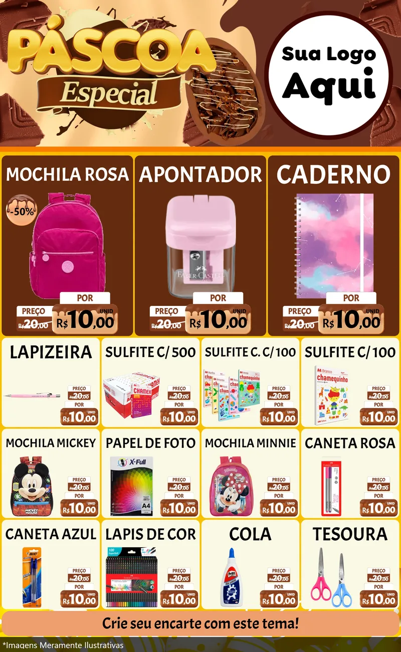 Modelo de Encarte para Encarte Grande com o tema Páscoa Especial para Papelaria
