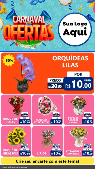 Modelo de Rede Social para Stories com o tema Carnaval de Ofertas para Floricultura e jardim
