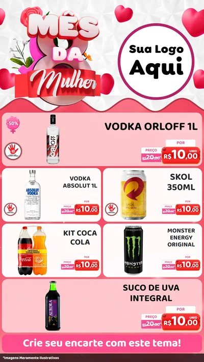 Modelo de TV para TV Vertical com o tema Mês da Mulher para Distribuidora de bebidas