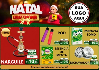 Modelo de Encarte para Encarte A4 Horizontal com o tema Natal da Economia para Tabacaria