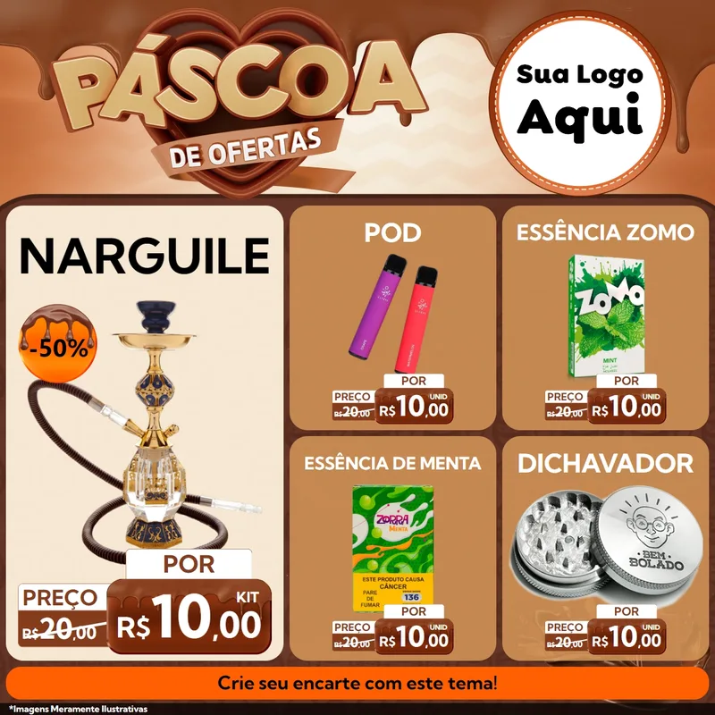 Modelo de Rede Social para Feed Facebook com o tema Páscoa de Ofertas para Tabacaria