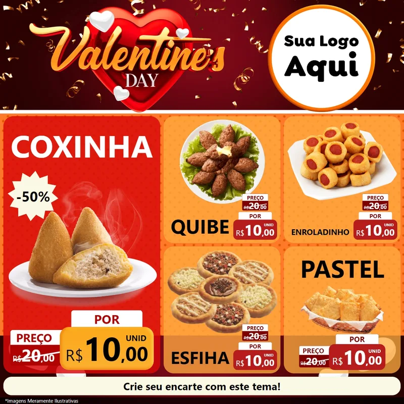 Modelo de Rede Social para Feed Facebook com o tema Valentine's Day para Salgadaria