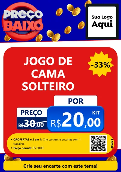 Modelo de Cartaz para Cartaz A4 Vertical com o tema Preço Baixo para Cama, Mesa e Banho