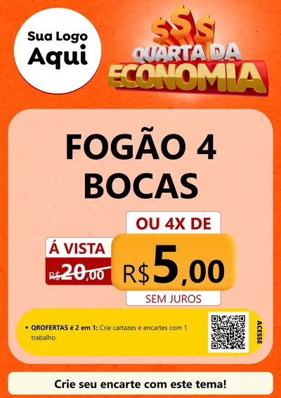 Modelo de Cartaz para Cartaz A4 Vertical com o tema Quarta da Economia para Móveis e Eletro