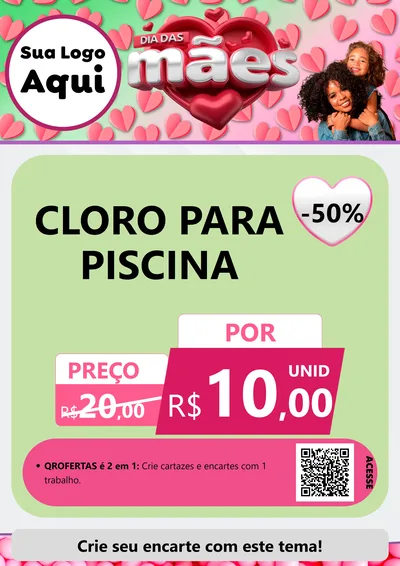 Modelo de Cartaz para Cartaz A4 Vertical com o tema Dia das Mães para Produtos para Piscina