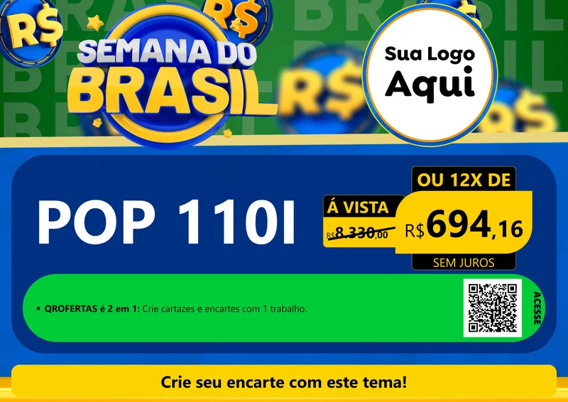 Modelo de Cartaz para Cartaz A4 Horizontal com o tema Semana Do Brasil para Concessionaria de Motos