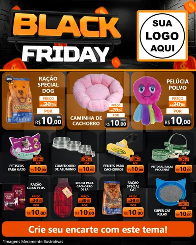 Modelo de Rede Social para Feed Instagram com o tema Black Friday para Pet Shop