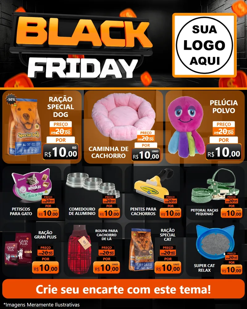 Modelo de Rede Social para Feed Instagram com o tema Black Friday para Pet Shop