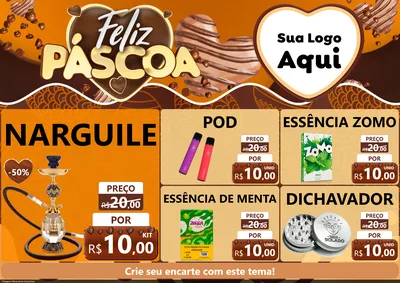 Modelo de Encarte para Encarte A4 Horizontal com o tema Feliz Páscoa para Tabacaria