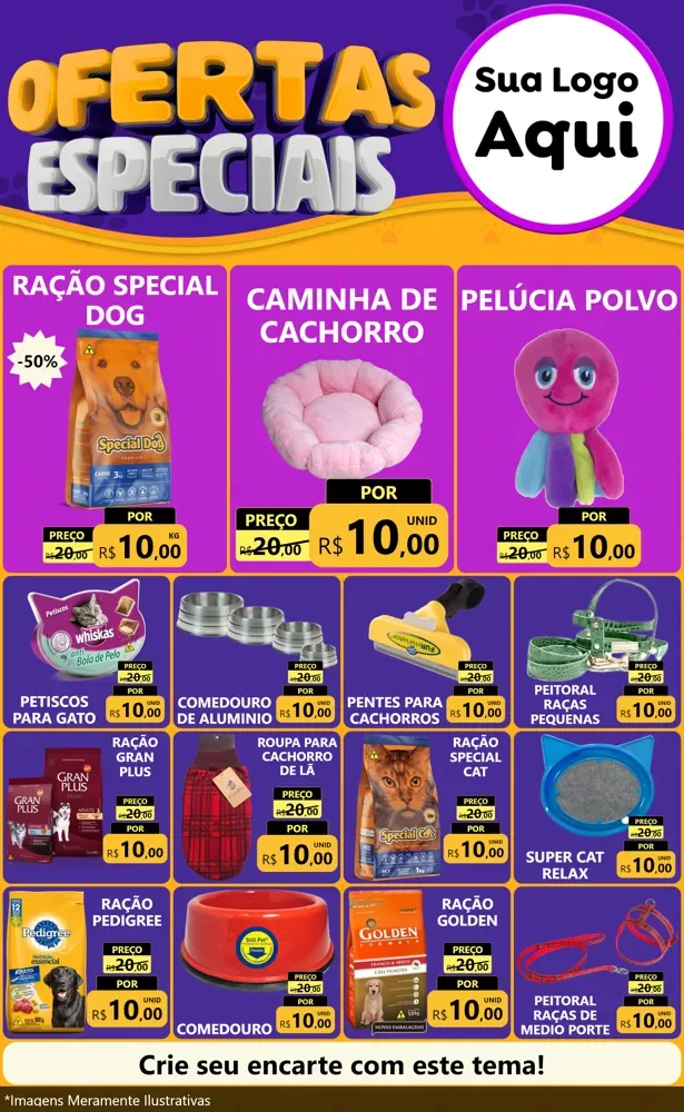 Modelo de Encarte para Encarte Grande com o tema Ofertas Especiais para Pet Shop