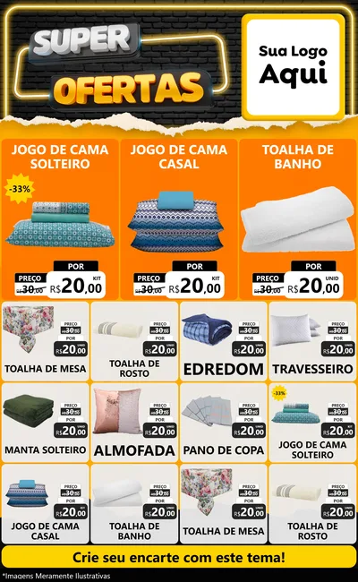 Modelo de Encarte para Encarte Grande com o tema Super Ofertas para Cama, Mesa e Banho