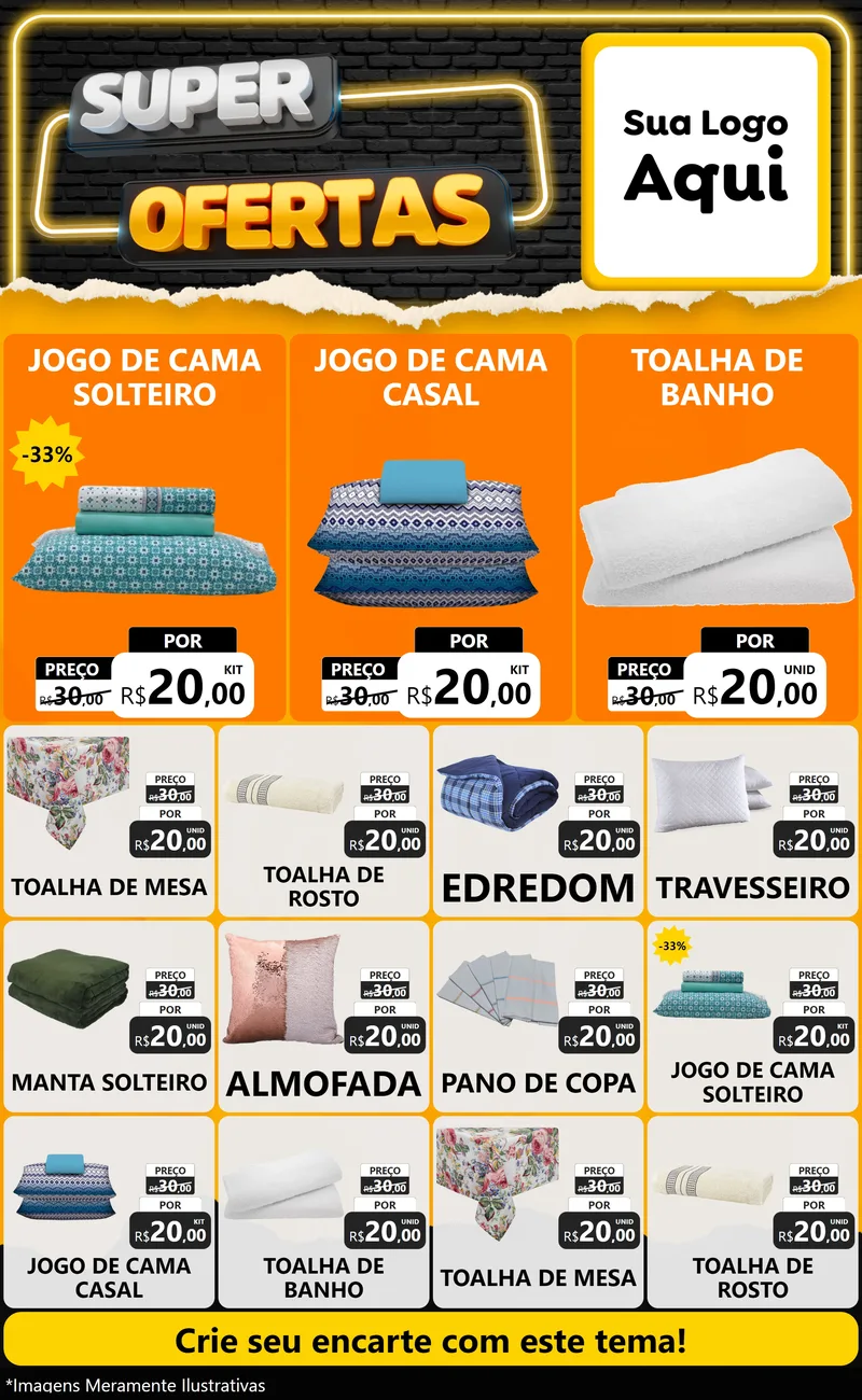 Modelo de Encarte para Encarte Grande com o tema Super Ofertas para Cama, Mesa e Banho