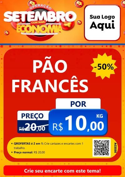 Modelo de Cartaz para Cartaz A4 Vertical com o tema Operação Setembro Com Muita Economia para Padaria
