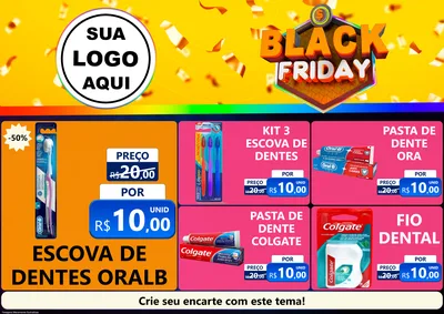 Modelo de Encarte para Encarte A4 Horizontal com o tema Black Friday para Higiene Pessoal