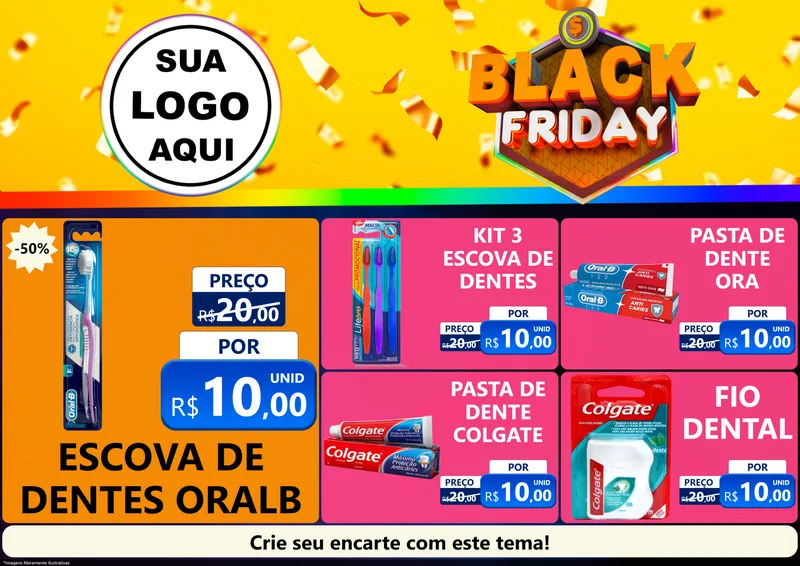 Modelo de Encarte para Encarte A4 Horizontal com o tema Black Friday para Higiene Pessoal