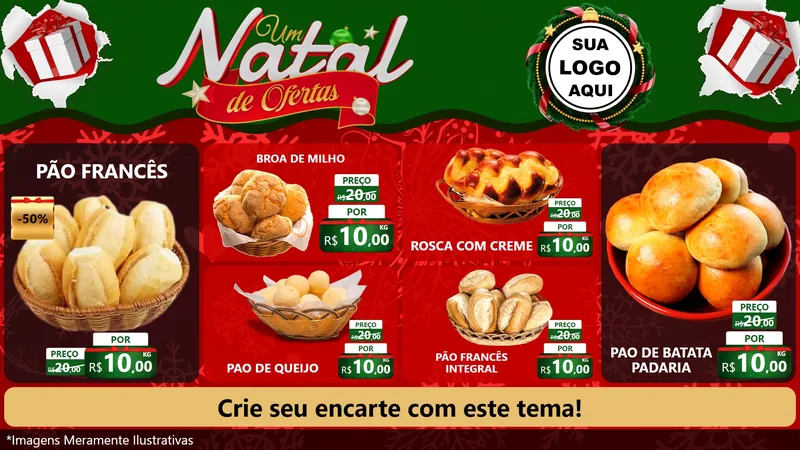 Modelo de TV para TV Horizontal com o tema Um Natal de Ofertas para Padaria