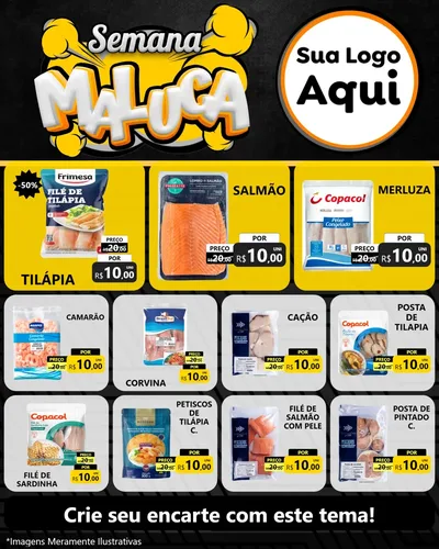 Modelo de Rede Social para Feed Instagram com o tema Semana Maluca para Peixaria