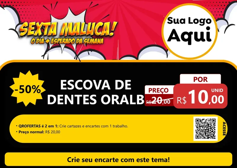 Modelo de Cartaz para Cartaz A4 Horizontal com o tema Sexta Maluca! para Higiene Pessoal