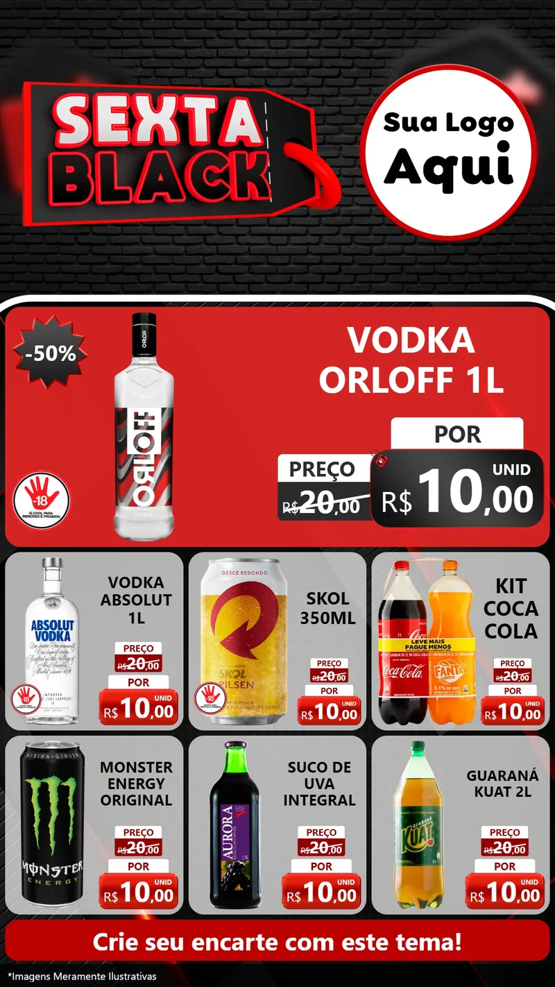 Modelo de Rede Social para Stories com o tema Sexta Black para Distribuidora de bebidas