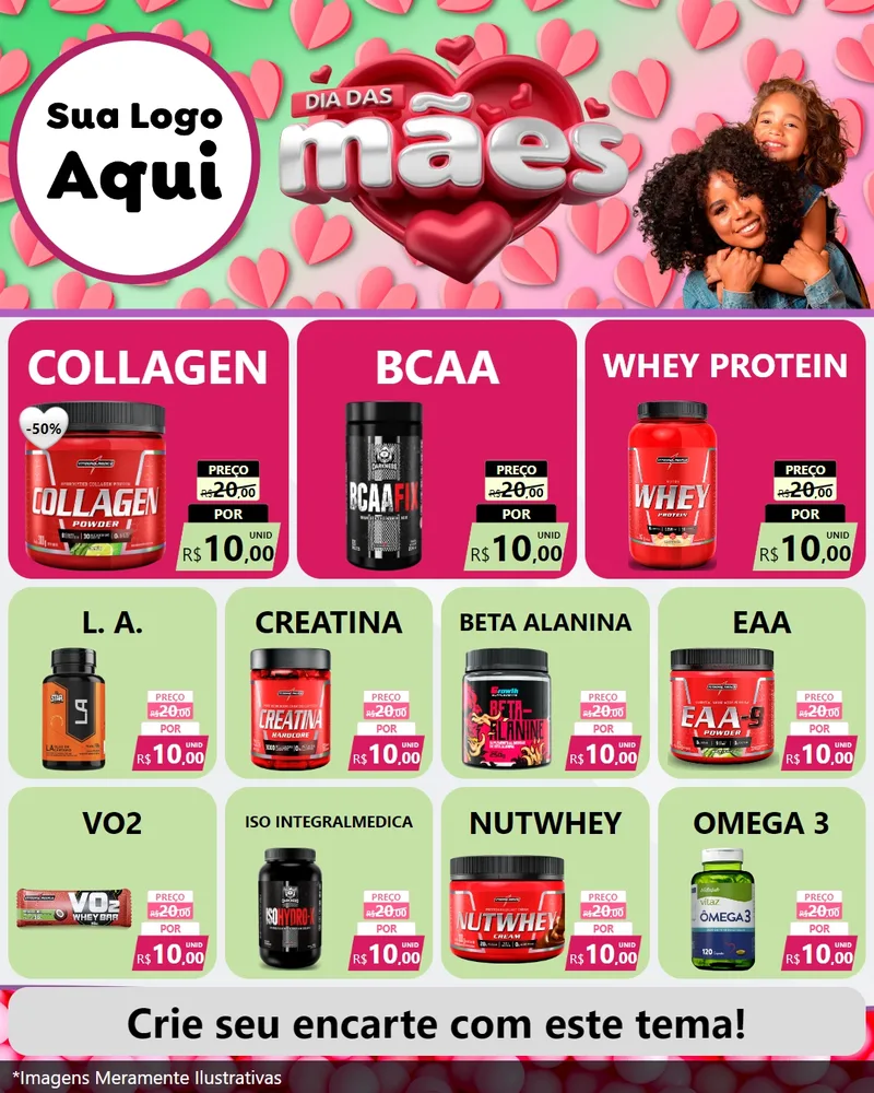 Modelo de Rede Social para Feed Instagram com o tema Dia das Mães para Suplementos alimentares