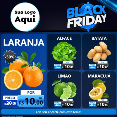 Modelo de Rede Social para Feed Facebook com o tema Black Friday para Hortifrúti
